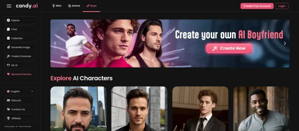 candy.ai boyfriend page