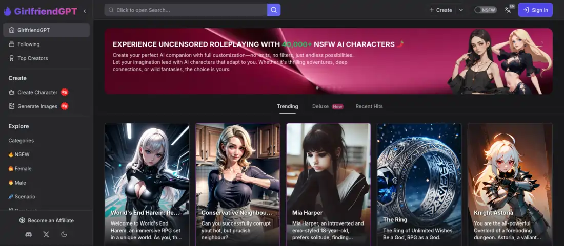 GPTGirlfriend homepage