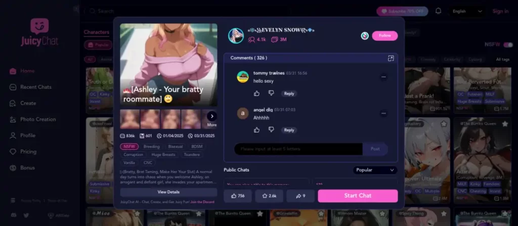 JuicyChat Character's Profile